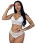 Imagem de Kit 2 Conjunto Lingerie Renda Sutiã Top Sem Bojo Com Forro Calcinha Feminino Adulto