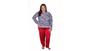 Imagem de Kit 2 Conjunto Pijama Liganete Longo Plus Size Frio Inverno Dormir Blusa Estampada Calça Lisa