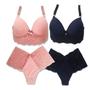 Imagem de Kit 2 Conjunto Plus Size Reforçado Sutiã com Bojo e calcinha cintura alta com renda lingerie