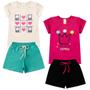 Kit 2 Conjunto Verão Infantil Feminino Blusinha e Shorts em Algodão + Cotton Roupa Menina Estampas Divertidas Tamanhos 04 06 08 - LUMARI KIDS Imagem de Kit 2 Conjunto Verão Infantil Feminino Blusinha e Shorts em Algodão + Cotton Roupa Menina Estampas Divertidas Tamanhos 04 06 08
