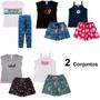 Imagem de Kit 2 Conjuntos Juvenil Roupa Verão 10 ao 16 Cotton Menina