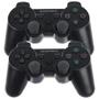 Imagem de Kit 2 Controle Joystick Sem Fio Wireless Analógico Double Shock Preto para Vídeo Game Ps3
