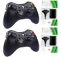 Imagem de Kit 2 Controle Sem Fio Compatível com Xbox 360 E Com 2 Bateria