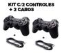 Imagem de Kit 2 Controles Compatível Ps3 Playstation 3 Kapbom Sem Fio+2 Cabos