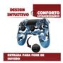Imagem de Kit 2 Controles Sem Fio Compativel Ps 4 Pc Gamer Joystick Manete Camuflado Doubleshock
