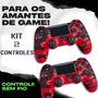 Imagem de Kit 2 Controles Sem Fio Compativel Ps 4 Pc Gamer Joystick Manete Camuflado