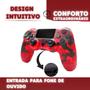 Imagem de Kit 2 Controles Sem Fio Compativel Ps 4 Pc Gamer Joystick Manete Camuflado
