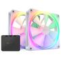 Imagem de Kit 2 Cooler FAN NZXT, 140mm, RGB, com Controlador, Branco - RF-R14DF-W1