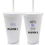 Imagem de Kit 2 Copos Com Tampa E Canudo - Player 1&2