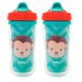 Imagem de Kit 2 copos de transição infantil buba parede dupla animal fun antivazamento com canudo retrátil silicone