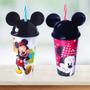 Imagem de Kit 2 Copos Disney Mickey e Minnie com Canudo e Orelhas