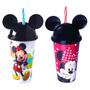Imagem de Kit 2 Copos Disney Mickey e Minnie com Canudo e Orelhas