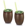 Imagem de Kit 2 Copos Fruta Kiwi com Canudo 650 Ml  Injetemp 
