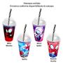 Imagem de Kit 2 Copos Spider-Man Aranha com Canudo e Tampa Infantil