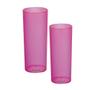 Imagem de Kit 2 Copos Tubo Rosa Neon 300 Ml Acrílico Ps