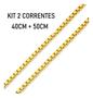 Imagem de Kit 2 Correntes Veneziana 40cm 50cm Cordão Colar Em Ouro 18k