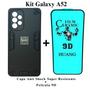 Imagem de Kit 2 em 1 Capa Capinha Armadura Resistente + Película 9D de Cerâmica para Samsung Galaxy A52  Cor:Preto