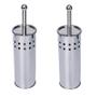 Imagem de Kit 2 Escovas Sanitária Vassoura Vaso Aço Inox Suporte Banheiro