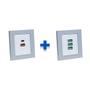 Imagem de Kit 2 Espelhos de Tomadas Duplo Reto com 2usb 3.5A 3Usb 5.2A