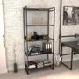 Imagem de Kit 2 Estantes Livreiro Prisma Estilo Industrial 80cm 5 Prateleiras Preto Onix - Mpozenato