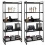 Imagem de Kit 2 Estantes Livreiro Prisma Estilo Industrial 80cm 5 Prateleiras Preto Onix - Mpozenato