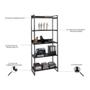 Imagem de Kit 2 Estantes Livreiro Prisma Estilo Industrial 80cm 5 Prateleiras Preto Onix - Mpozenato