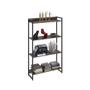 Imagem de Kit 2 Estantes Multiuso Industrial 4 Prateleiras Areta 145x80cm C01 Carvalho Dark - Lyam Decor