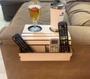Imagem de Kit 2 Esteira Para BraÇO De SofÁ Com Porta Copos E Controle Branco Rustico Mdf Madeira