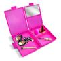 Imagem de Kit 2 Estojos Maquiagem Oncinha Rosa Com Espelho 2 Divisórias