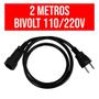 Imagem de Kit 2 Extensão Elétrica Prolongador Preto Extensor de Cabo 2 Metros Bivolt 110v e 220v