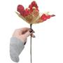 Imagem de Kit 2 Flores Com Cabo Artificial Decoração De Natal Com Glitter 27cm