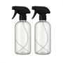 Imagem de Kit 2 Frascos Borrifador Spray Preto Pulverizador 500ml com Válvula Multiuso Transparente