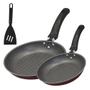 Imagem de Kit 2 FrigideiraS Enjoy Francesa 18/22cm Com Espatula Vermelho