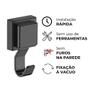 Imagem de Kit 2 Ganchos Cabide Multiuso com Ventosa Preto Fosco Future