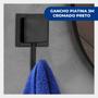 Imagem de Kit 2 Ganchos Cabide Suporte Porta Toalha de Rosto de Parede Banheiro 3M Sem Furo Preto Black Arthi