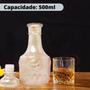 Imagem de Kit 2 Garrafas Licoreira Profissional Grande 500ML De Vidro - Conjunto Frasco Licoseira Dourada Para Bebidas Clássicas Licor Whisky Vodka Conhaque