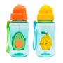 Imagem de Kit 2 garrafinha infantil frutti 400 ml buba canudo retrátil silicone