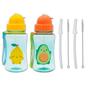 Imagem de Kit 2 garrafinhas infantil 400 ml buba com 2 canudos extra reposição retrátil silicone