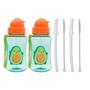 Imagem de Kit 2 garrafinhas infantil 400 ml buba com 2 canudos extra reposição retrátil silicone