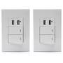 Imagem de Kit 2 Interruptor Duplo Com 2 Portas USB Adaptador Celular