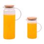 Imagem de Kit 2 jarras de vidro borossilicato suco com tampa de bambu - Oikos
