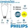 Imagem de Kit 2 Lampada Retro Filamento Philips ST64 4w Luz Quente 2500K