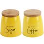 Imagem de Kit 2 Latas Coffee e Sugar 800ml Potes para Açúcar e Café em Aço e Bambu Sunshine Yoi Mostarda