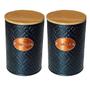 Imagem de Kit 2 Latas Porta Café E Açúcar Cor PretoTampa Bambu