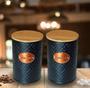 Imagem de Kit 2 Latas Porta Café E Açúcar Cor PretoTampa Bambu