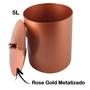 Imagem de Kit 2 Lixeira 5 Litros Com Tampa Pino Metalizada Rose Gold Plástica Para Cozinha Banheiro - AMZ
