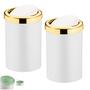 Imagem de Kit 2 Lixeira 8 Litros Tampa Cesto De Lixo Basculante Dourado Para Cozinha Banheiro Escritório - Future