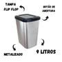 Imagem de Kit 2 Lixeira Retangular 9 Litros Metalizada Cesto De Lixo Com Tampa Click Banheiro Cozinha Pia