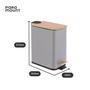 Imagem de Kit 2 Lixeira Retangular Tampa Bambu 5 Litros Com Pedal