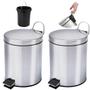 Imagem de Kit 2 Lixeiras Inox com Pedal Cesto de Lixo Para Banheiro Lavabo Cozinha Loja Comercio Escritorio 3 Litros